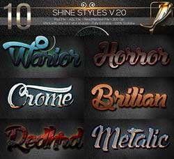 10个金属质感的PS样式：10 Shine Styles V.20